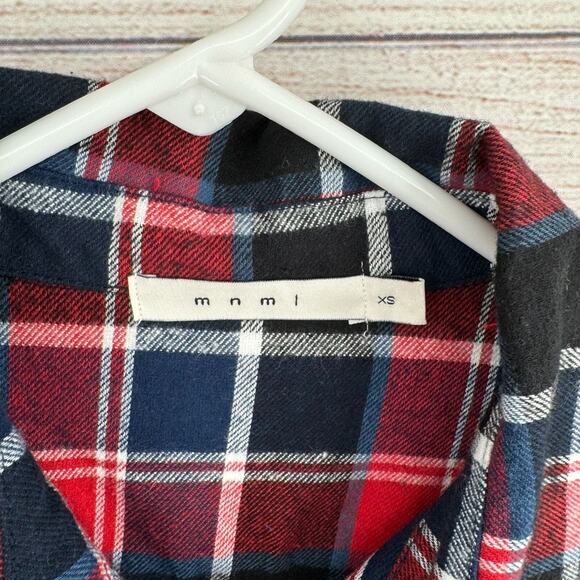 MNML‎ Plaid Flannel Shirt Men's Size XS Blue/Red/White - Picture 3 of 6